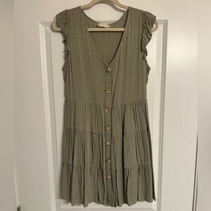 Olive Green Button-Down Dress